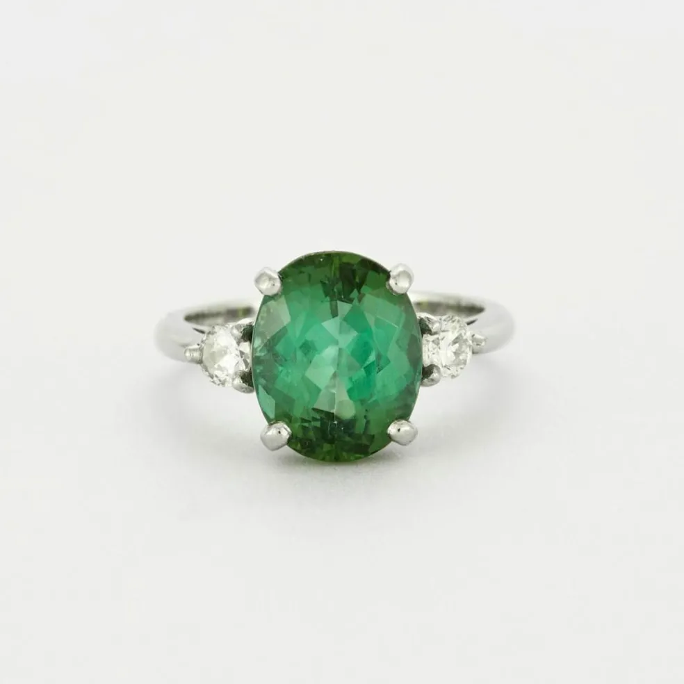 Bague Platine Tourmaline bleue-verte 4,15 carats