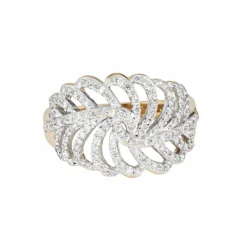 Bague plume en or jaune et diamants