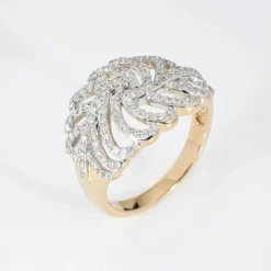 Bague plume en or jaune et diamants
