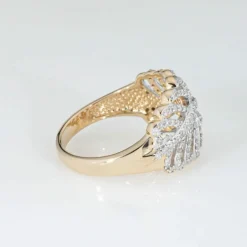 Bague plume en or jaune et diamants