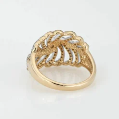 Bague plume en or jaune et diamants