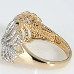 Bague plume en or jaune et diamants