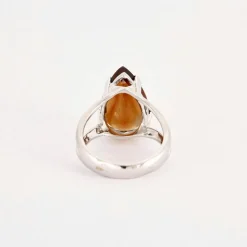 Bague Poire or blanc grenat
