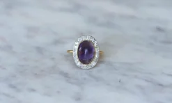 Bague Pompadour Cabochon Améthyste et Diamants