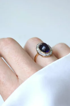 Bague Pompadour Cabochon Améthyste et Diamants