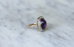 Bague Pompadour Cabochon Améthyste et Diamants