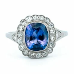 Bague Pompadour Diamants, Saphir, Platine