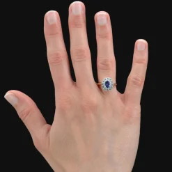 Bague pompadour diamants et saphir