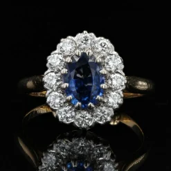 Bague pompadour diamants et saphir