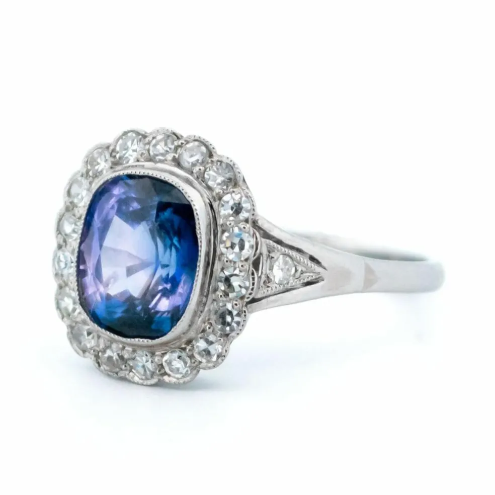 Bague Pompadour Diamants, Saphir, Platine