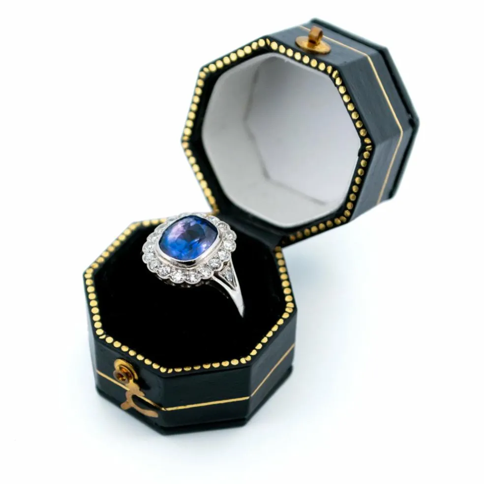 Bague Pompadour Diamants, Saphir, Platine