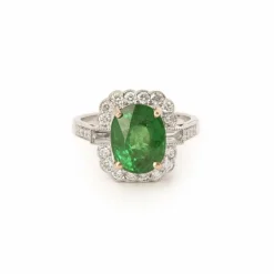 Bague Pompadour grenat Tsavorite 4.54 carats, diamants