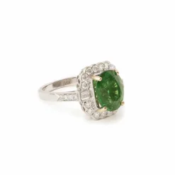 Bague Pompadour grenat Tsavorite 4.54 carats, diamants