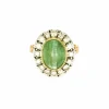 Bague pompadour émeraude en cabochon et diamants