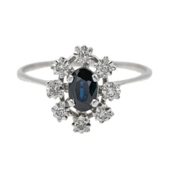 Bague Pompadour Or blanc Saphir, Diamant