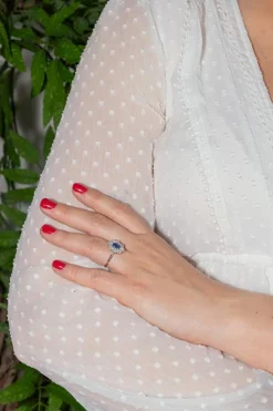 Bague Pompadour Or blanc Saphir, Diamant