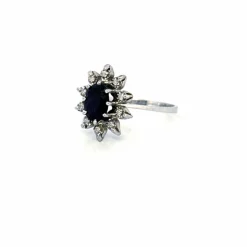 Bague Pompadour or blanc saphir diamants