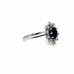 Bague Pompadour or blanc saphir diamants