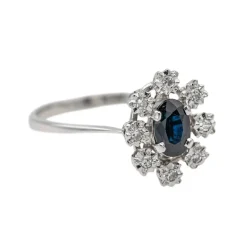 Bague Pompadour Or blanc Saphir, Diamant
