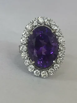 Bague Pompadour Or Gris Améthyste Diamants