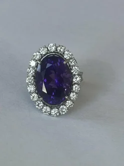 Bague Pompadour Or Gris Améthyste Diamants