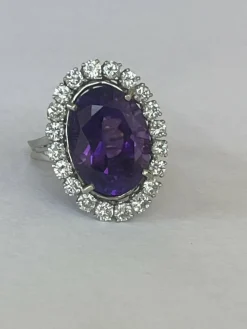 Bague Pompadour Or Gris Améthyste Diamants