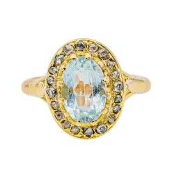 Bague Pompadour Or jaune Aigue marine, Diamant