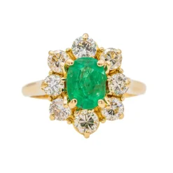 Bague Pompadour Or jaune Emeraude