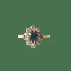 Bague pompadour or jaune saphir et diamants
