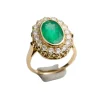 Bague pompadour or jaune, émeraude et 16 diamants.