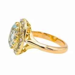 Bague Pompadour Or jaune Aigue marine, Diamant