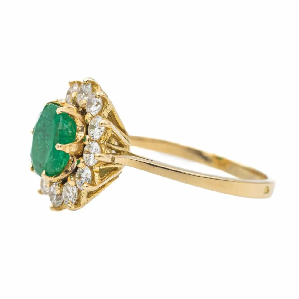 Bague Pompadour Or jaune Emeraude