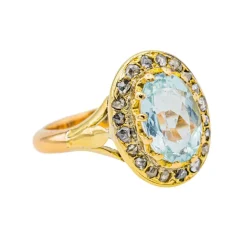 Bague Pompadour Or jaune Aigue marine, Diamant