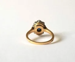 Bague pompadour or jaune saphir et diamants