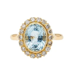Bague Pompadour Or rose Aigue Marine