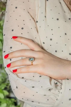 Bague Pompadour Or rose Aigue Marine