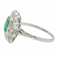 Bague Pompadour Platine Emeraude, Diamant