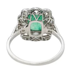 Bague Pompadour Platine Emeraude, Diamant
