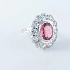 Bague Pompadour platine tourmaline