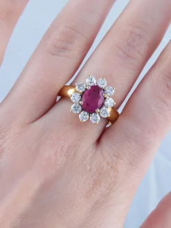 Bague Pompadour Rubis Diamants