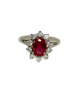 Bague Pompadour Rubis Ovale et Diamants