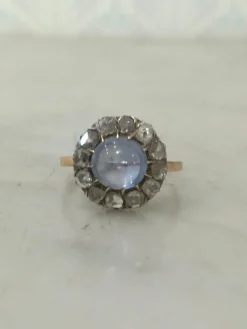 Bague Pompadour Saphir Cabochon Diamants