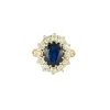 Bague pompadour saphir de 3 carats et diamants.
