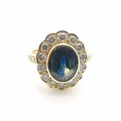 Bague pompadour saphir et diamants