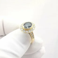 Bague pompadour saphir et diamants