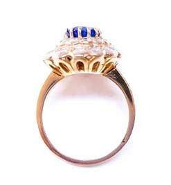 Bague pompadour saphir et diamants