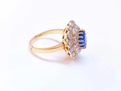 Bague pompadour saphir et diamants