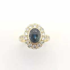 Bague pompadour saphir et diamants