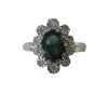 Bague Pompadour saphir vert diamants