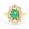 Bague Pompadour Vintage Or 18 Carats, Émeraude Naturelle et Diamants